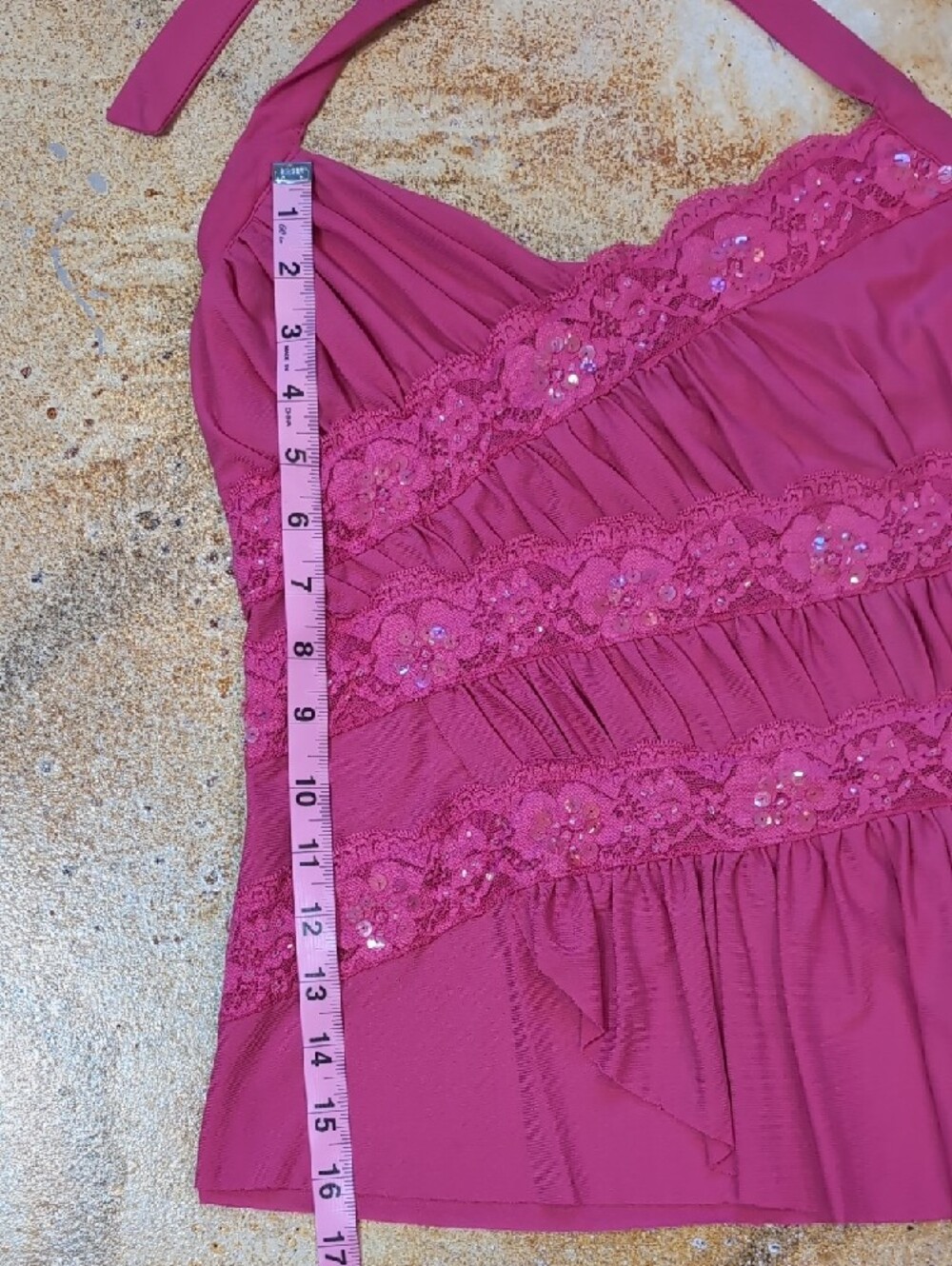 Forever 21 Fuchsia Halter Lace-Trim Tank Top Size M - Picture 3 of 8
